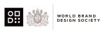 World Brand Design Society logo featuring a stylized crown and text alongside a QR code.
