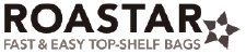 Roastar logo with tagline 'Fast & Easy Top-Shelf Bags' and star-like design element.