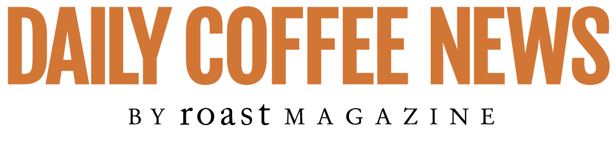 Orange text reading 'DAILY COFFEE NEWS' on a transparent background.