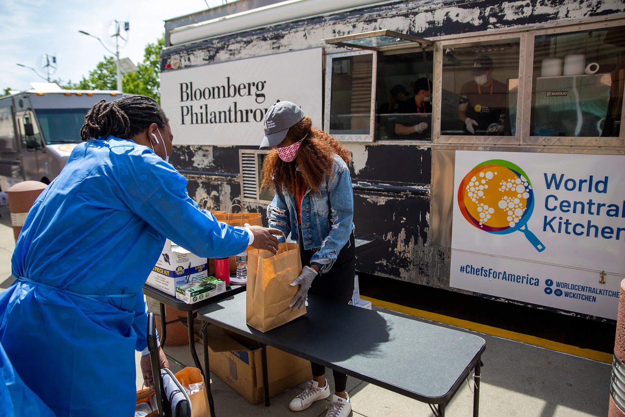 Woman serving food