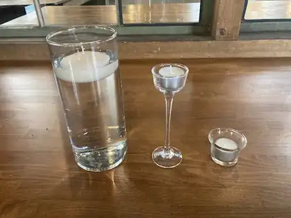 Glass votives and candles