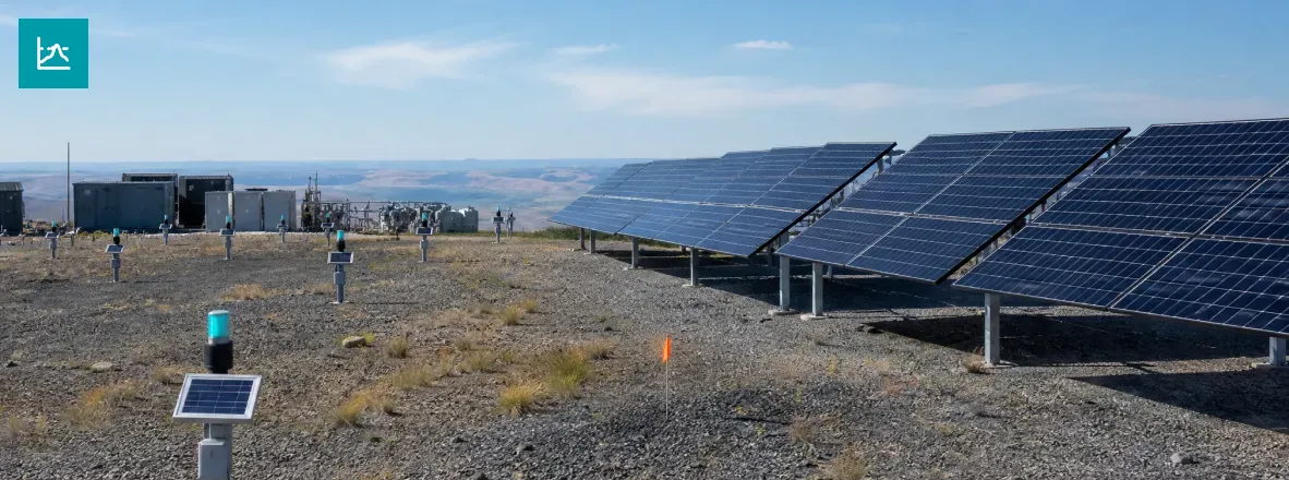 Operating solar farm with ground monitoring instruments
