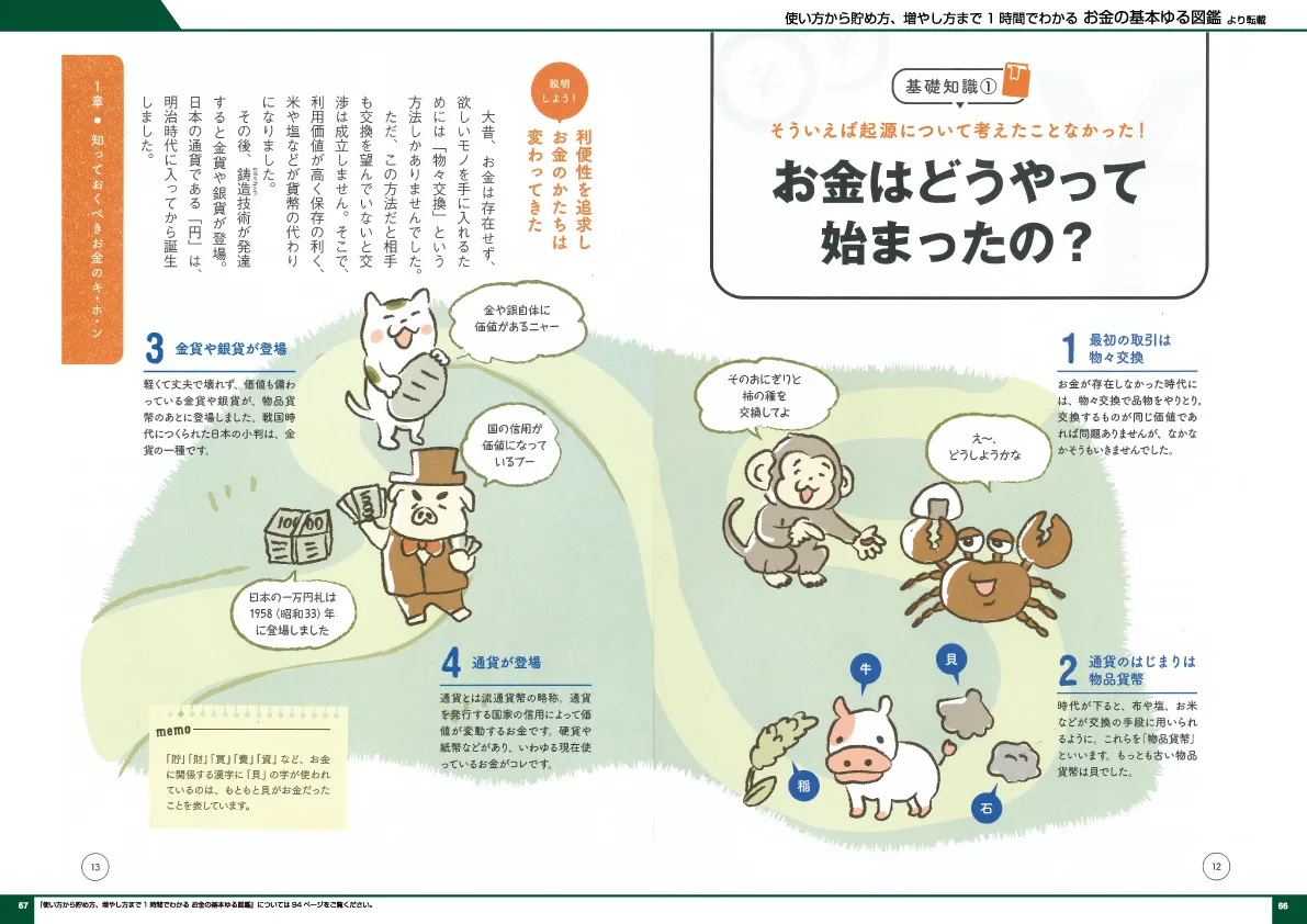 使い方から貯め方、
増やし方まで1時間でわかる
お金の基本ゆる図鑑