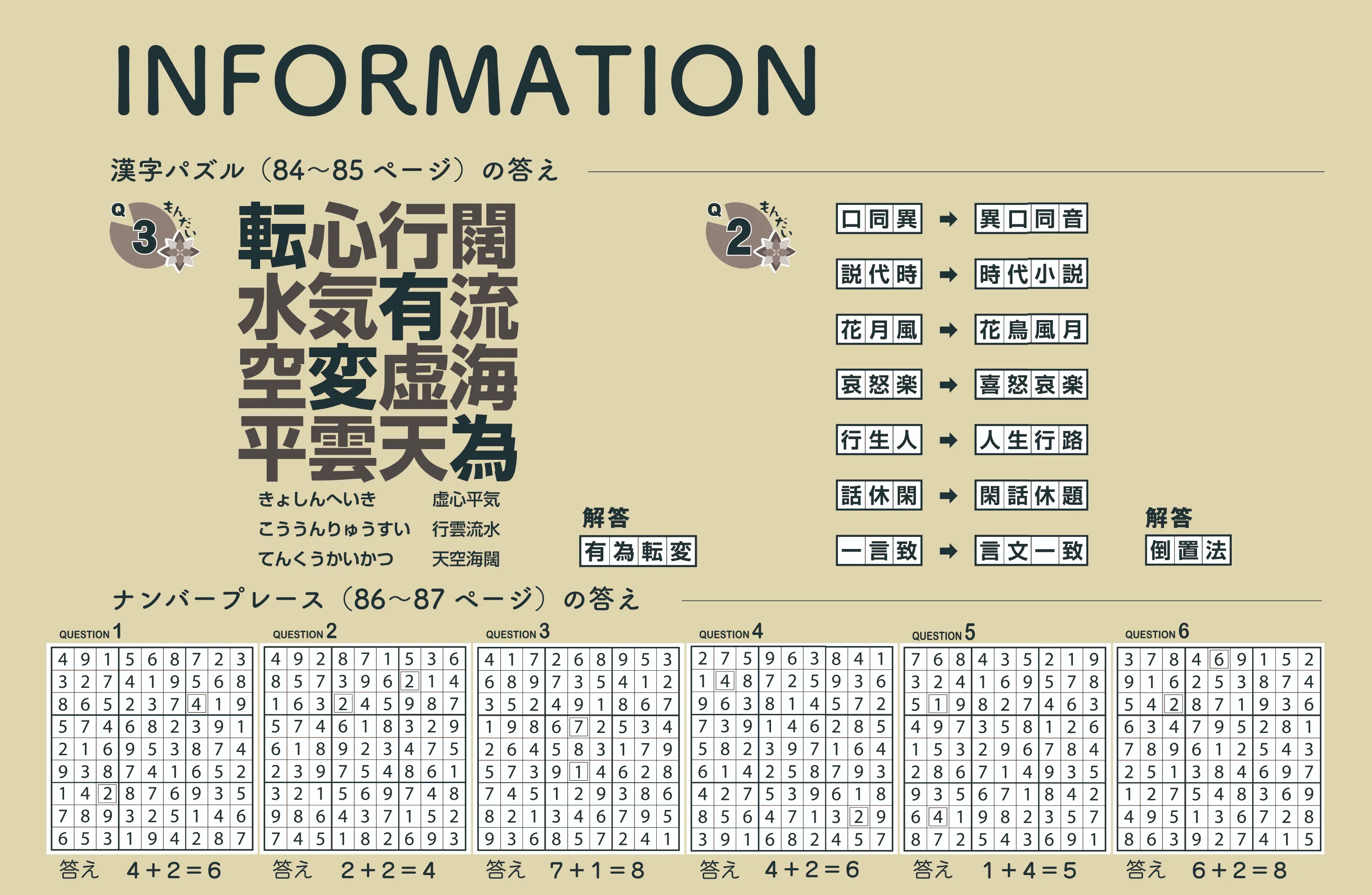 2025年12月号（vol.259）漢字パズル・ナンプレ解答