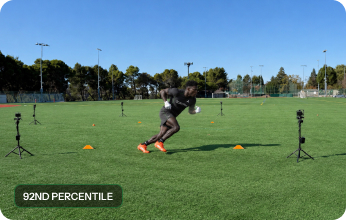 Benchmarking — athlete sprint tracked by multiple cameras