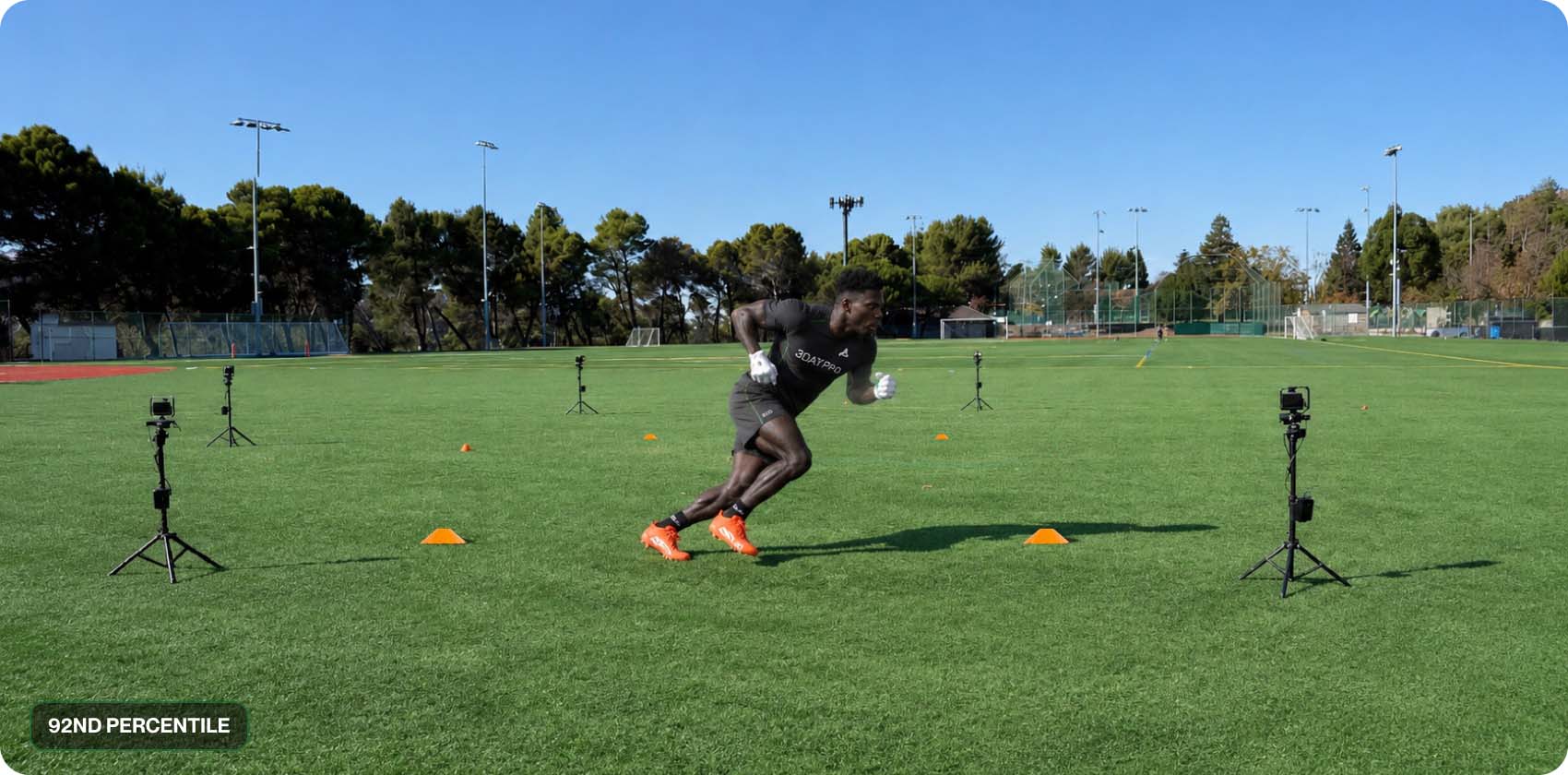 Benchmarking — athlete sprint tracked by multiple cameras