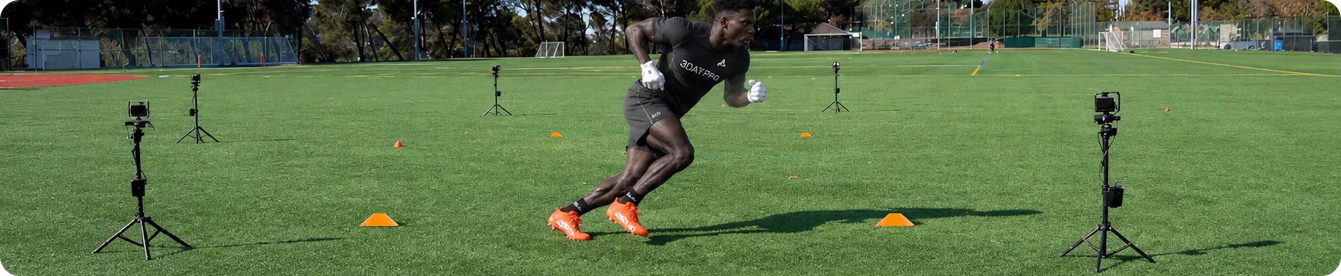 Athlete running a drill during a 3DAT Pro session
