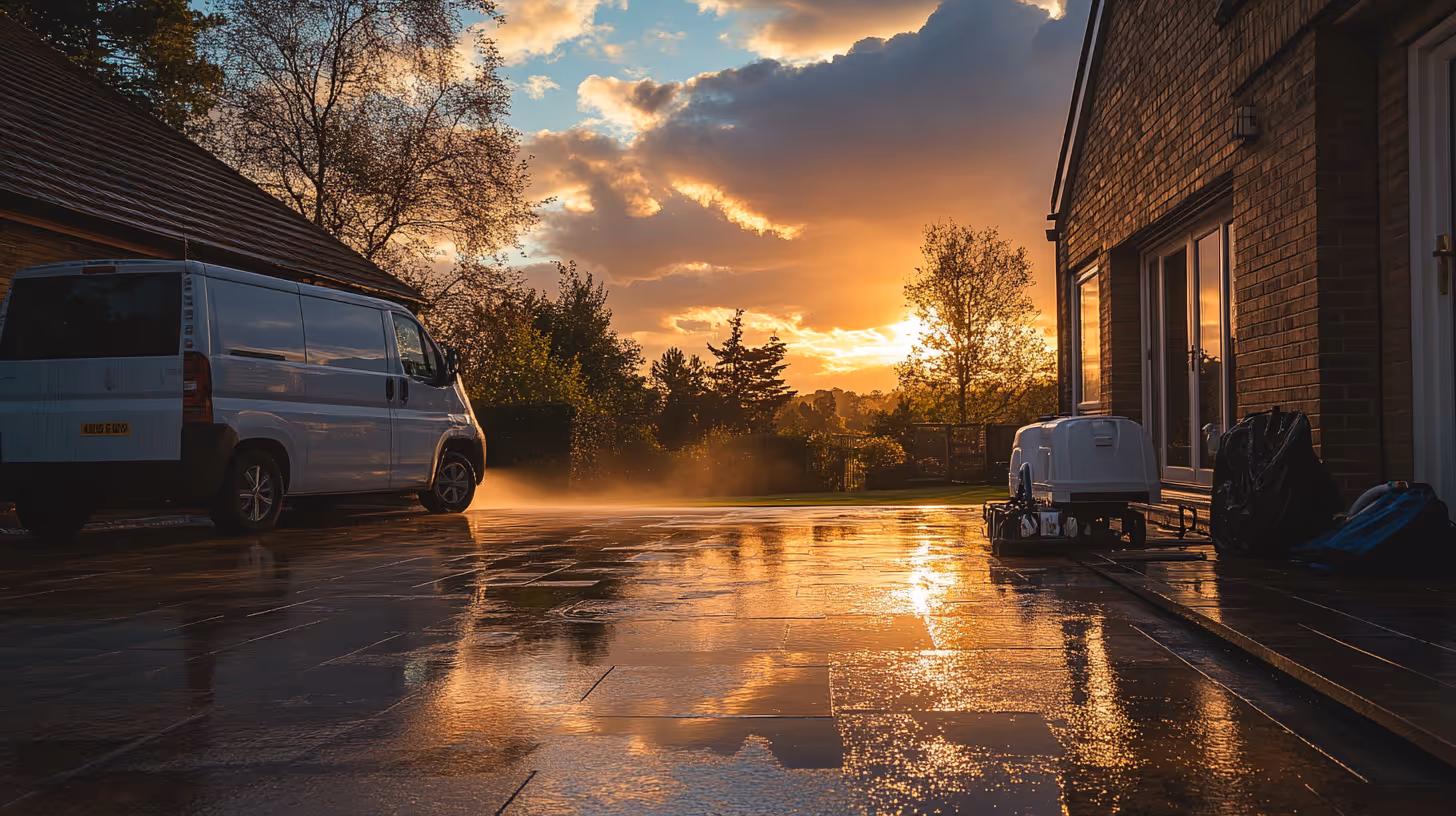 Showing the Just Jets team after cleaning a house.