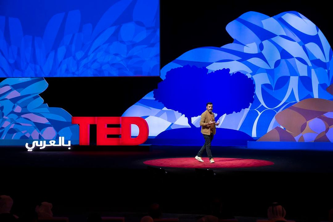 Nasser Jaber speaking on the TED stage
