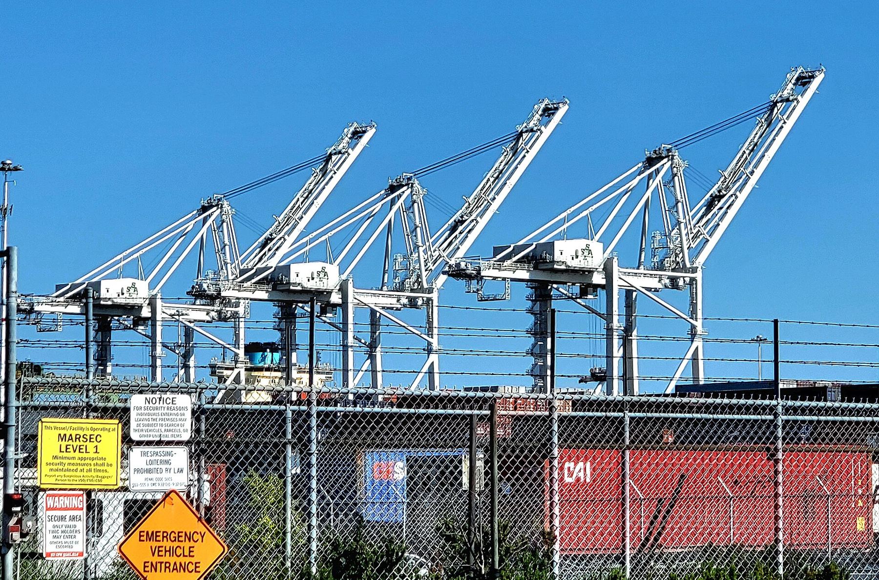Container cranes at a U.S. port