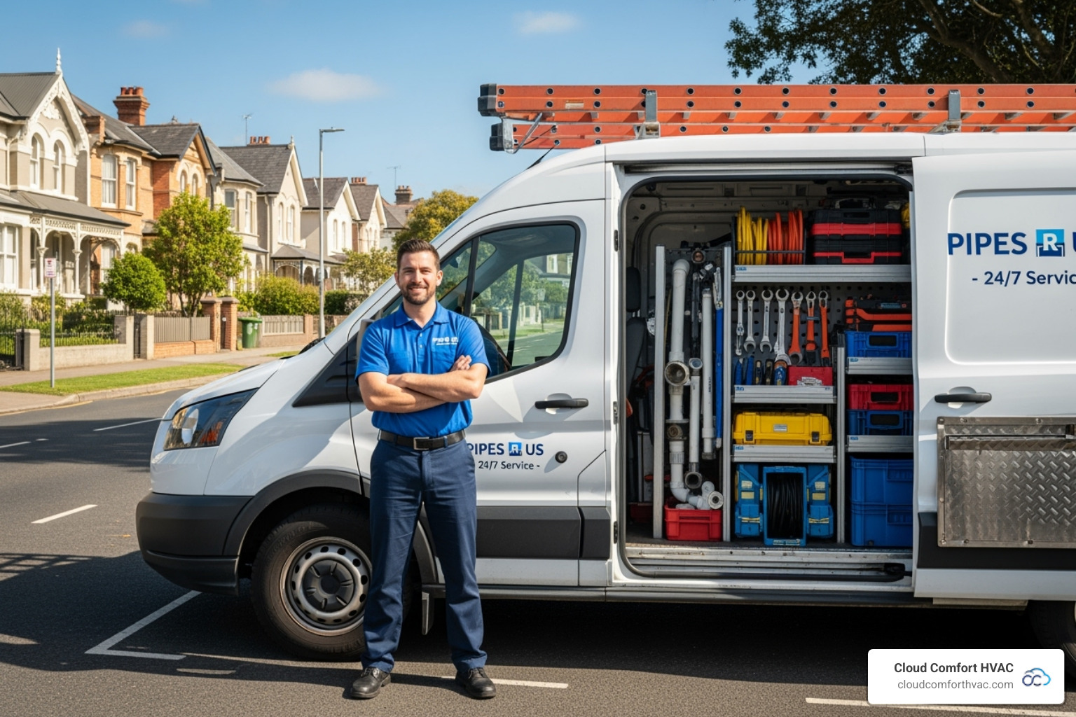 A professional plumber with a fully-stocked service van - emergency plumbing torrance