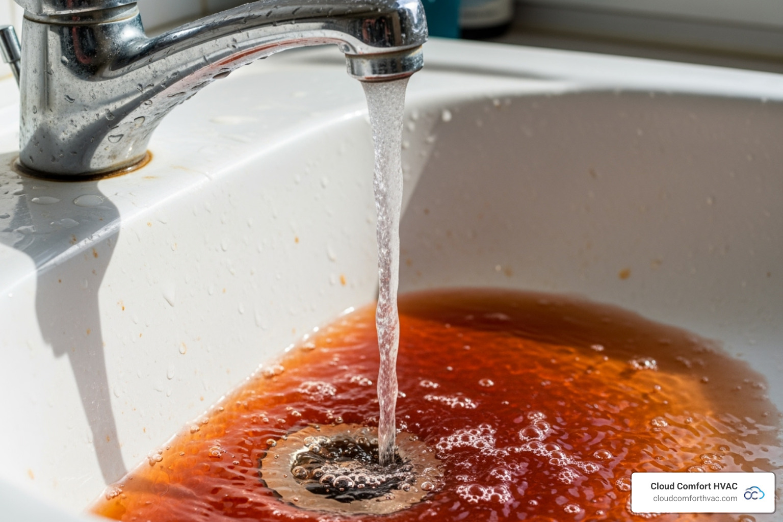 rusty water coming from a faucet - residential water heater repair