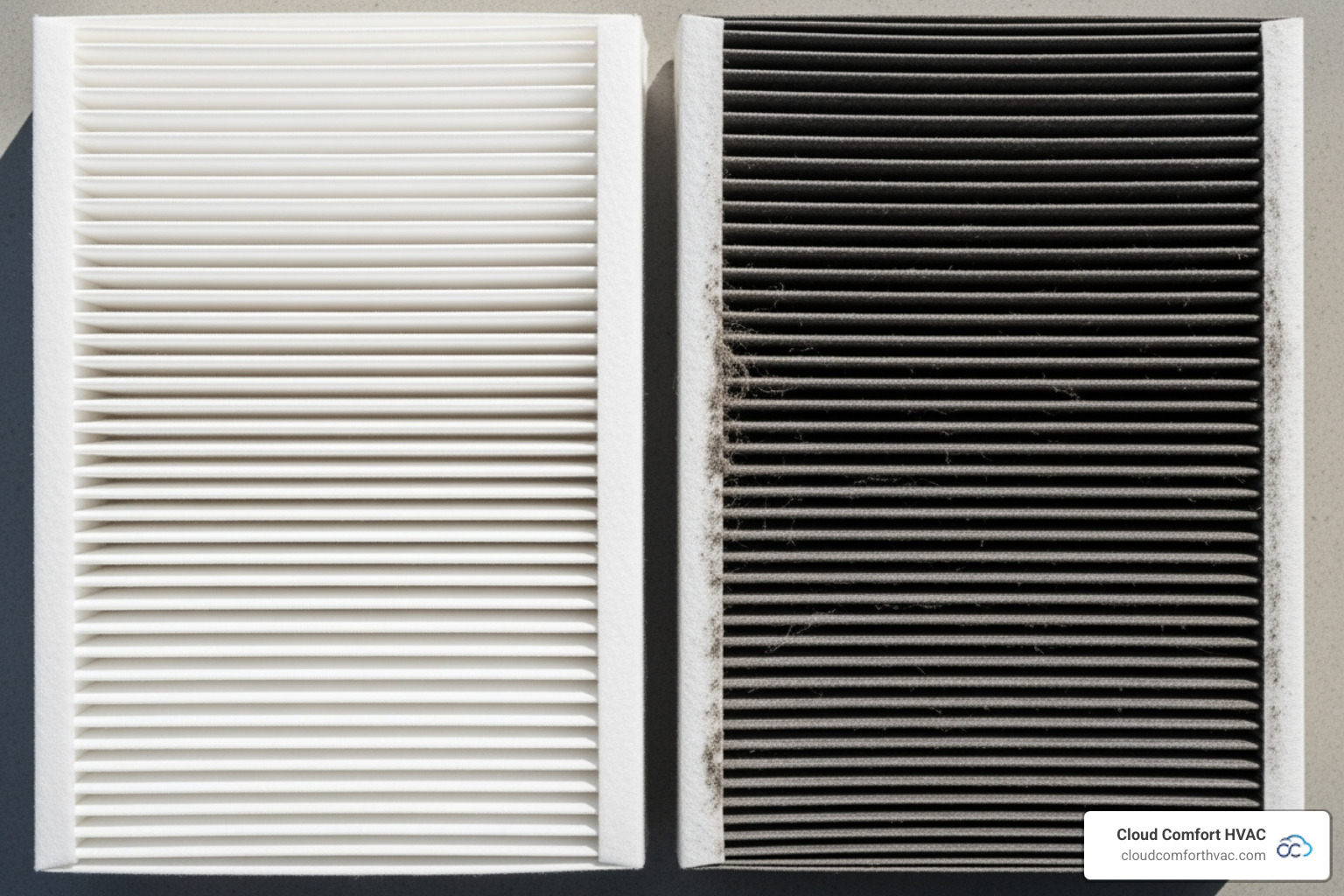 clean air filter next to a dirty one - ac performance check clean air filter next to a dirty one - ac performance check
