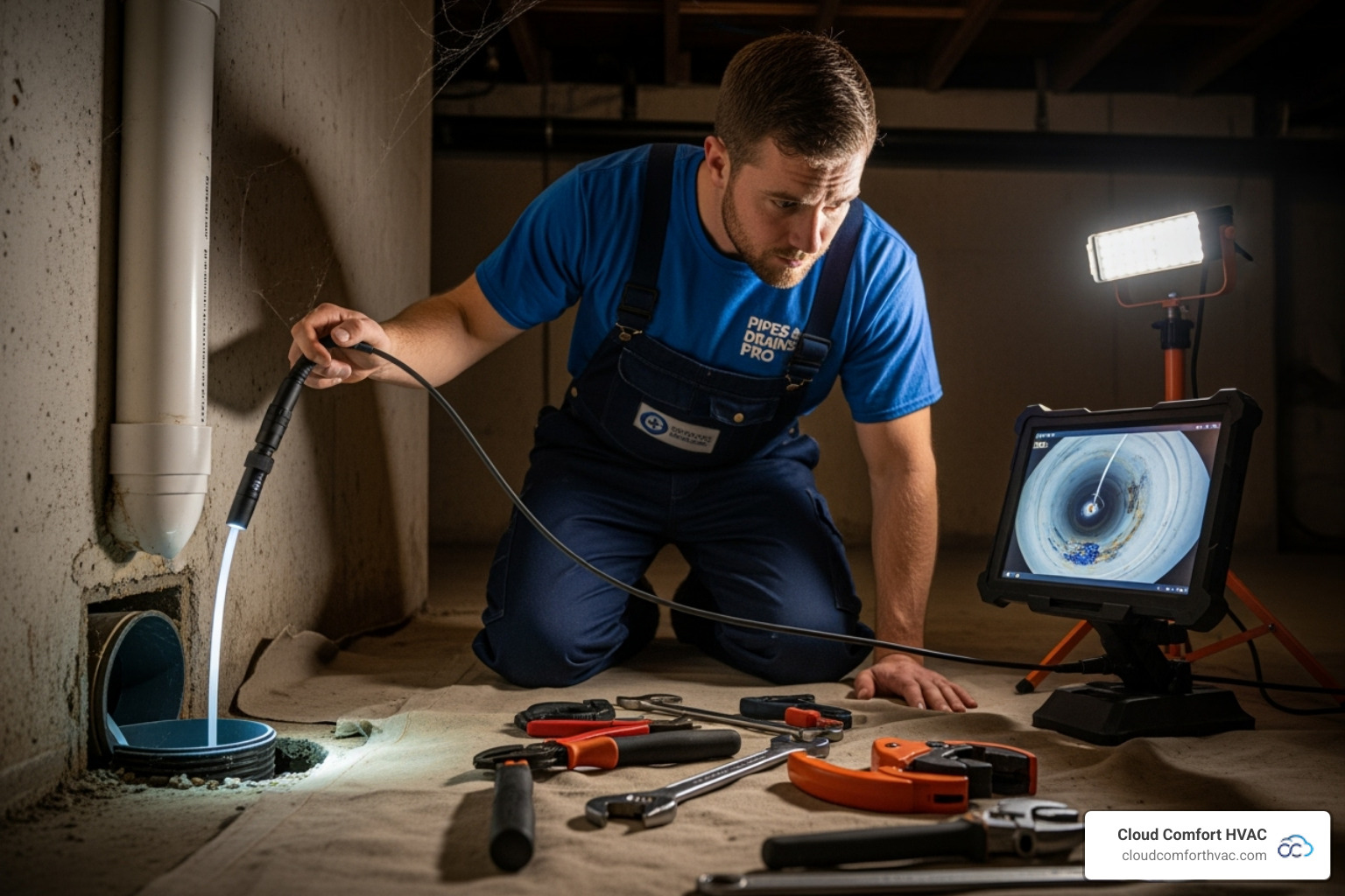 plumber using a video inspection camera - Torrance drain cleaning