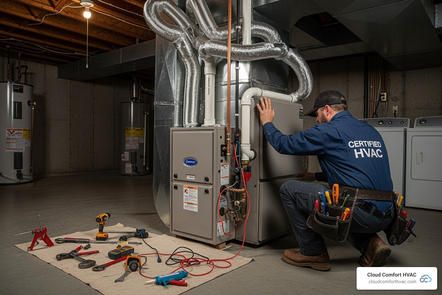 certified technician installing furnace - furnace installation Torrance