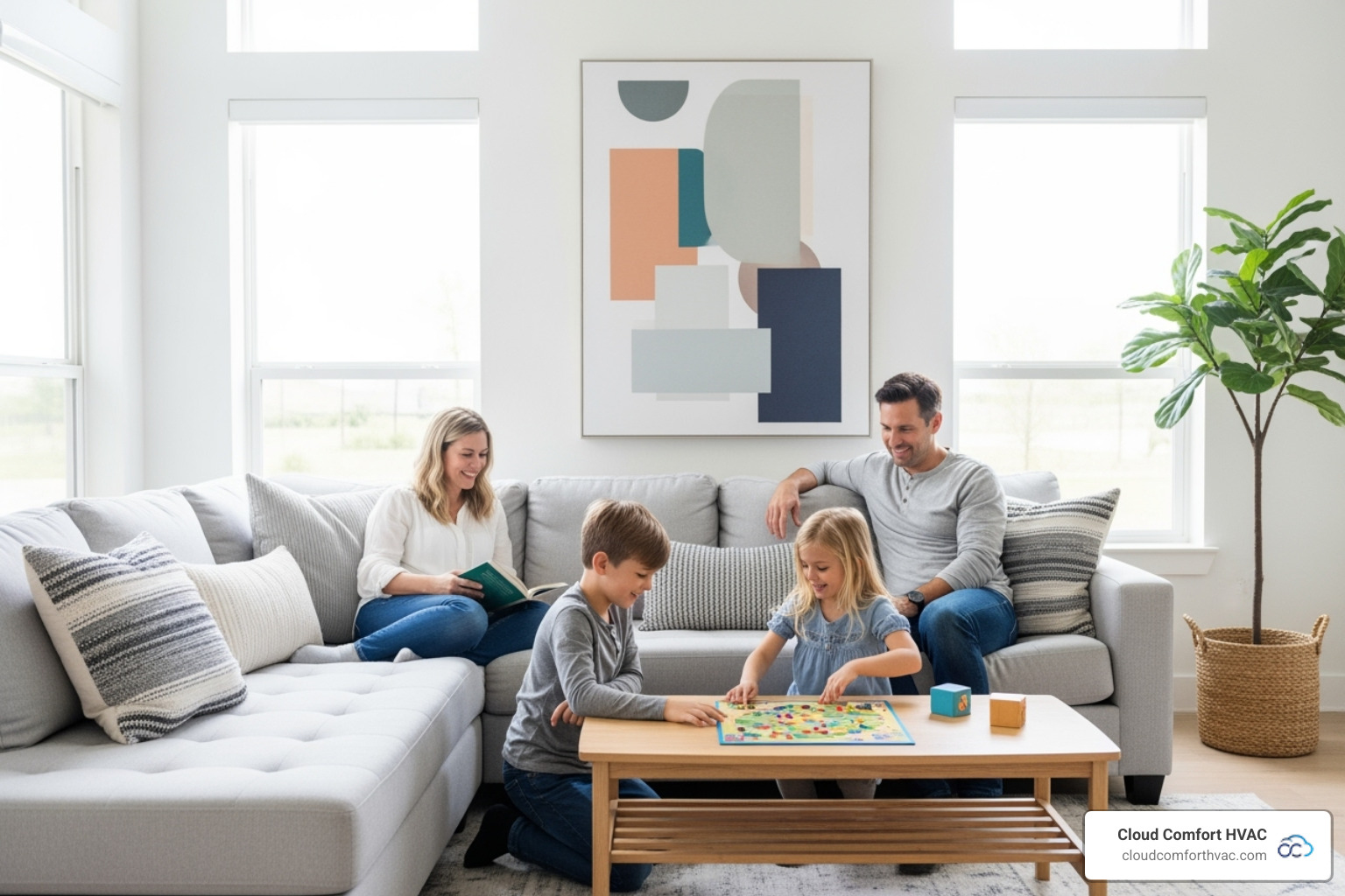 family relaxing in clean living room - air duct cleaning torrance, ca