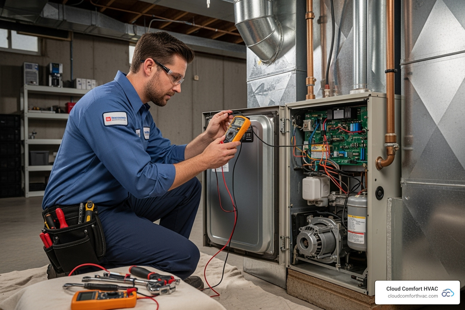 certified technician inspecting furnace components - heating maintenance company torrance ca certified technician inspecting furnace components - heating maintenance company torrance ca