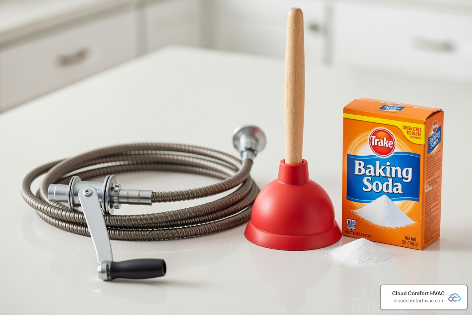 drain snake, a plunger, and a box of baking soda - is drain cleaner acidic or basic