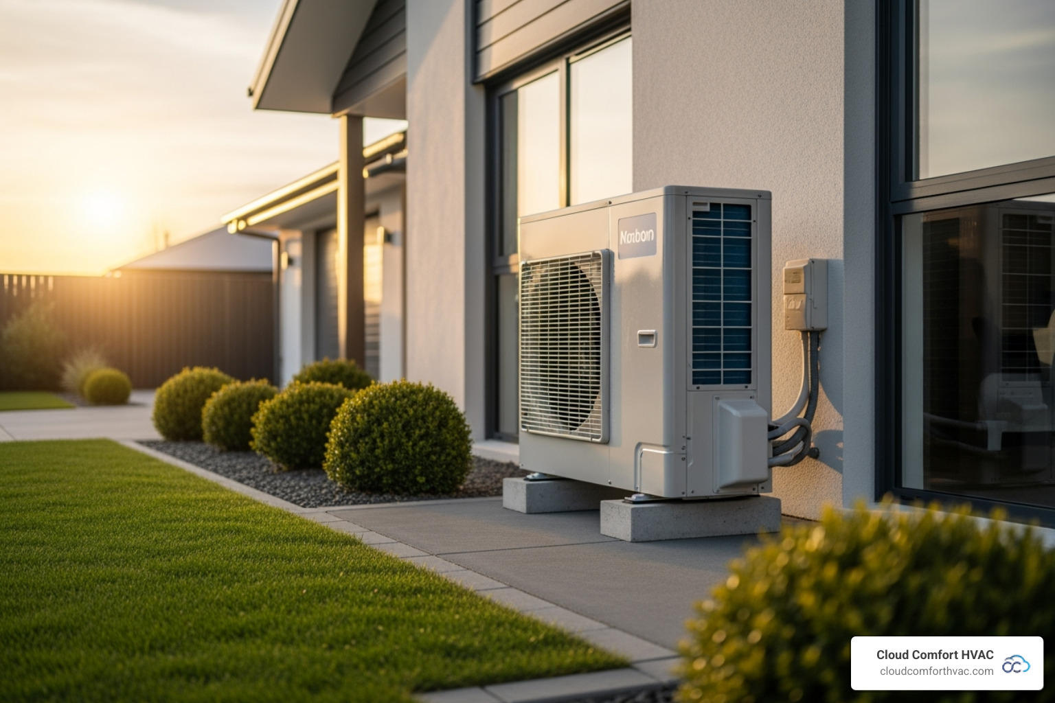 modern energy-efficient heat pump unit outside home - best heating repair lomita ca