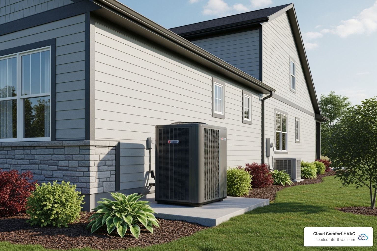 modern heat pump's outdoor unit next to a home - heat pump repair harbor city ca modern heat pump's outdoor unit next to a home - heat pump repair harbor city ca