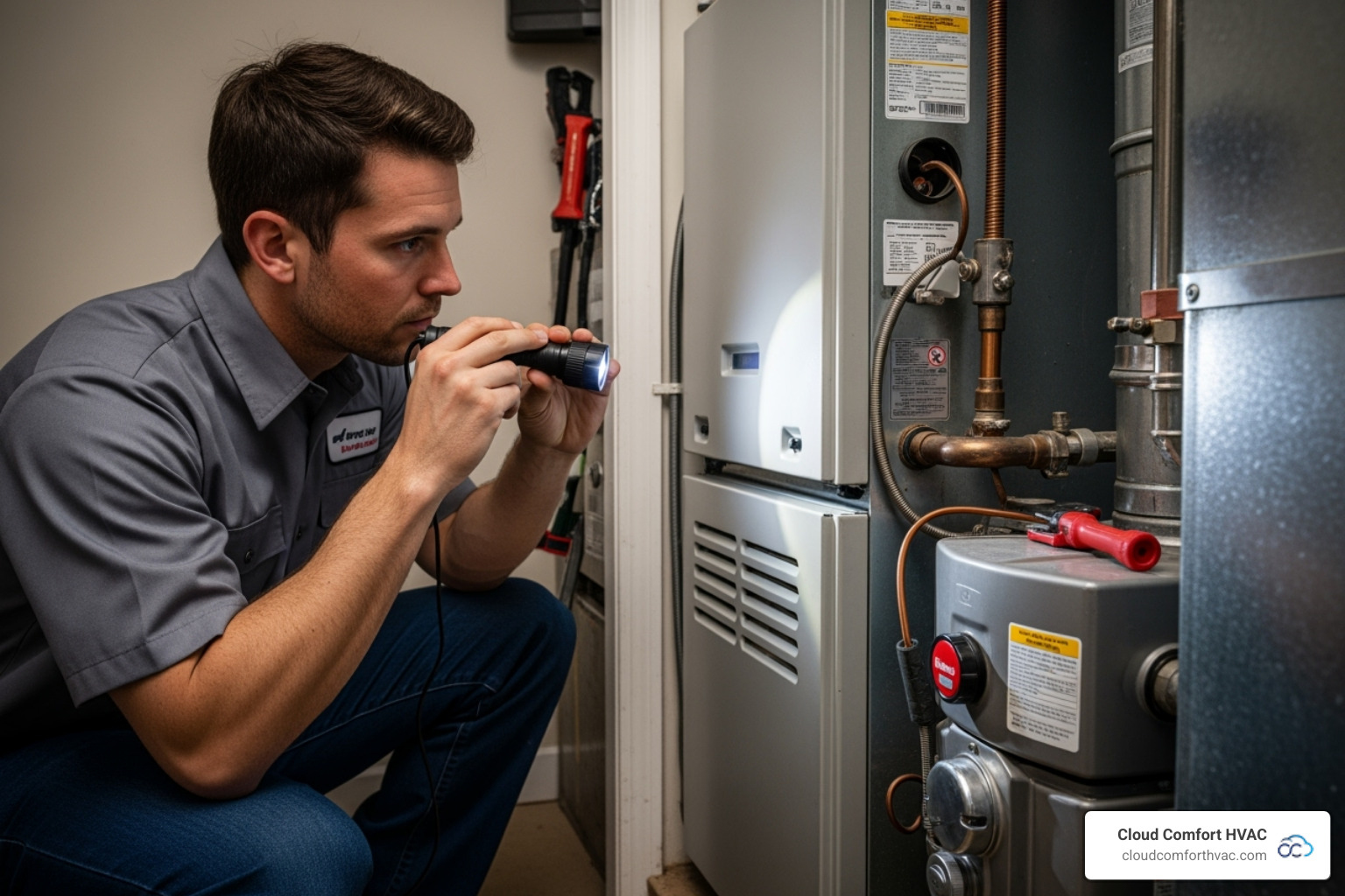 technician performing a heating system tune-up - heating repair contractor torrance ca technician performing a heating system tune-up - heating repair contractor torrance ca