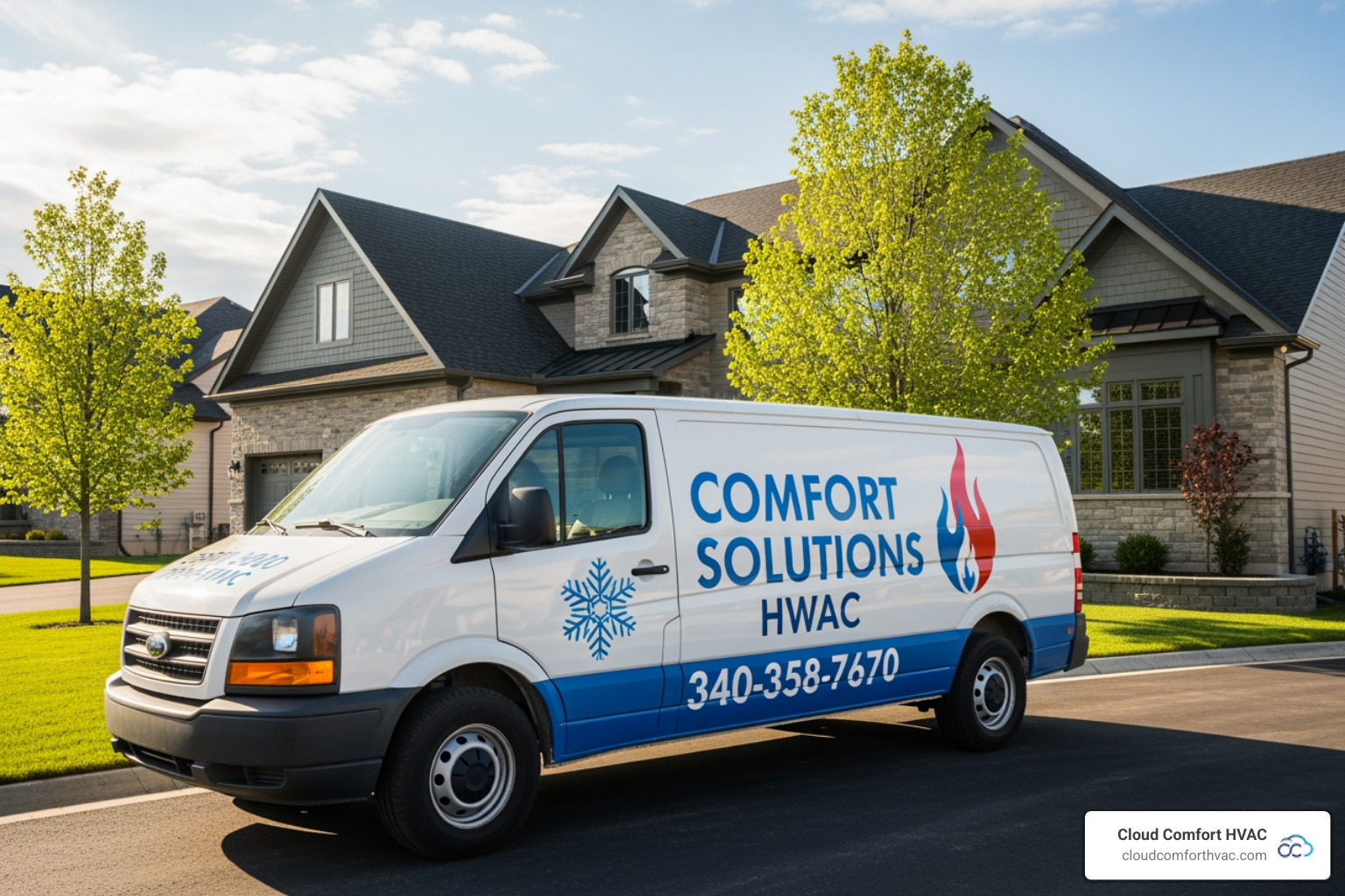 a professional technician's van with clear branding - best emergency heating service manhattan beach ca