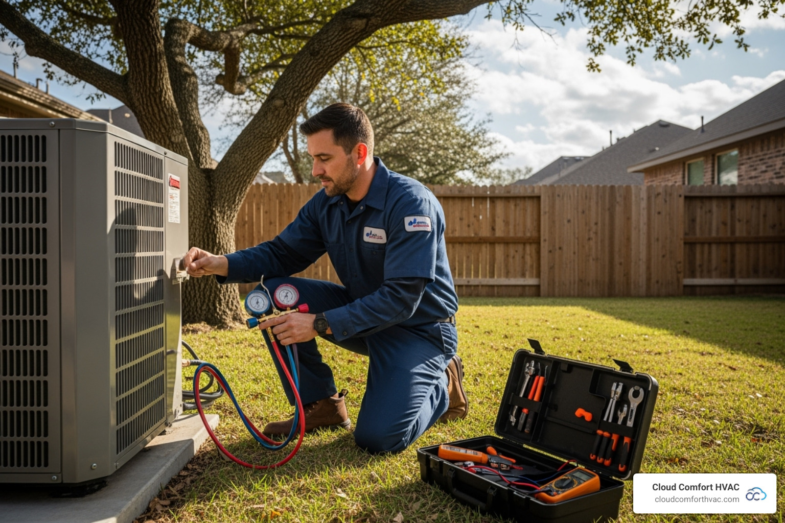 Technician diagnosing a heat pump - heat pump repair torrance, ca