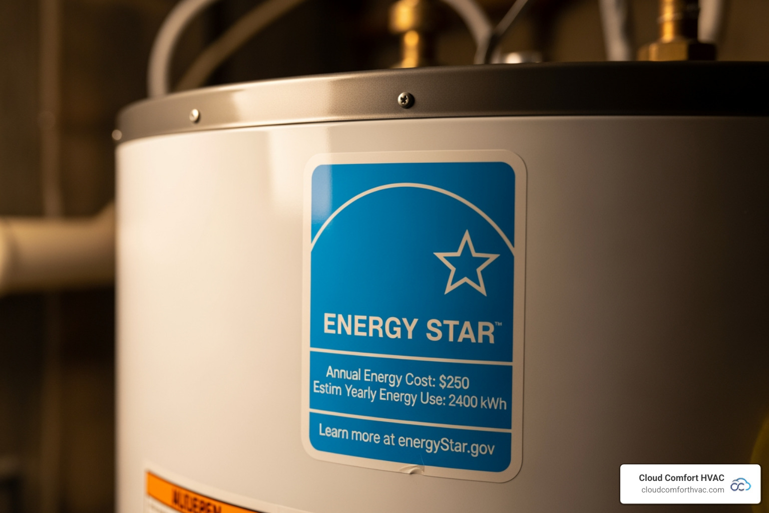 ENERGY STAR label on a water heater - water heater replacement