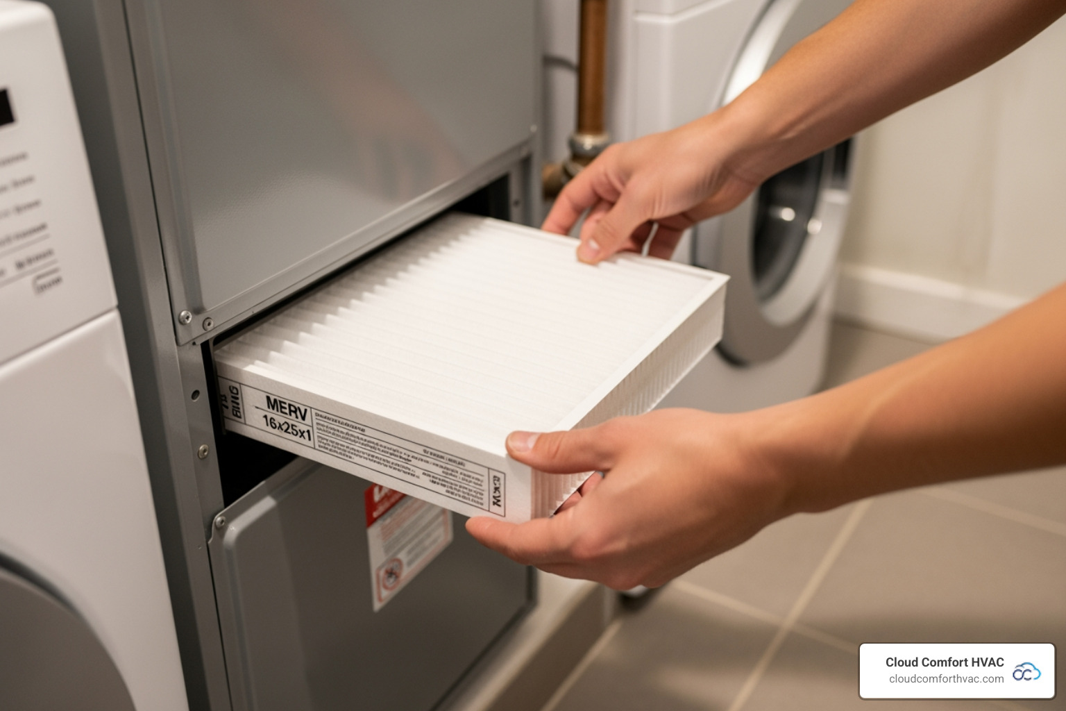 A homeowner diligently changing a furnace filter, emphasizing preventative maintenance - emergency heating repair lomita ca