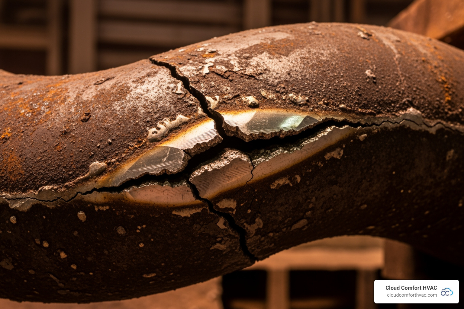 image of a cracked heat exchanger - heating maintenance reviews torrance