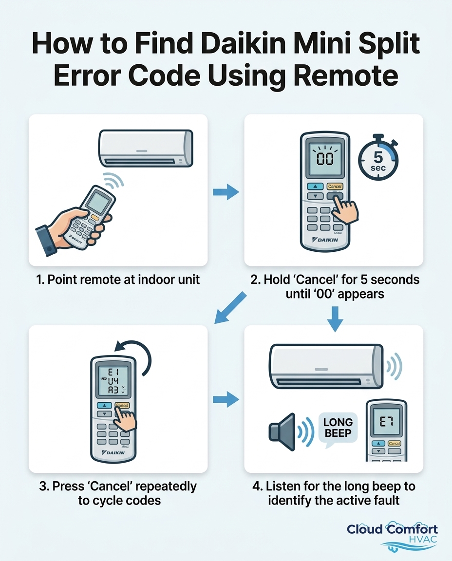 How to Find Daikin Mini Split Error Code Using Remote
