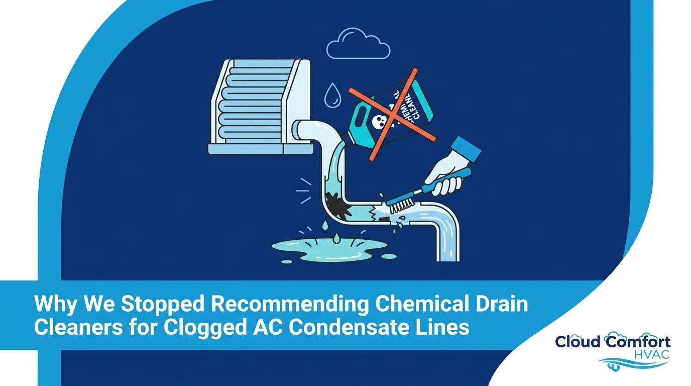 Why We Stopped Recommending Chemical Drain Cleaners for Clogged AC Condensate Lines