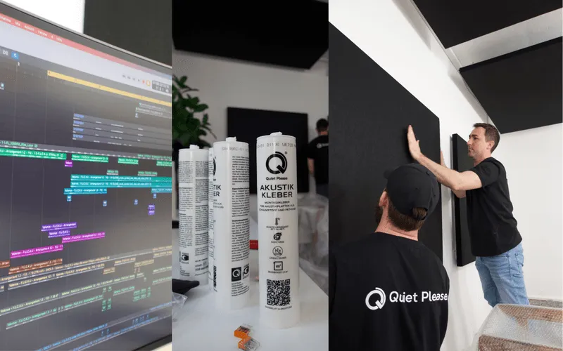 Akustikkleber und Wandmontage im Tonstudio von Showmusik