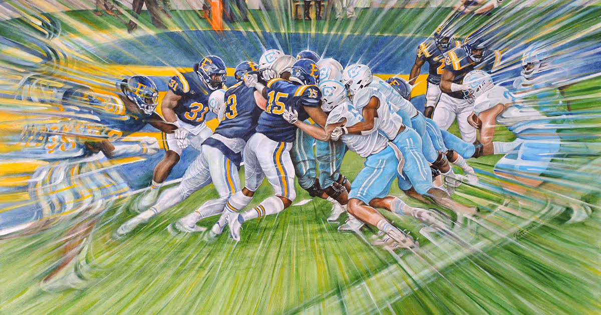 "ETSU Football Third & Goal" by Tim Tate (Shared by permission of the artist)