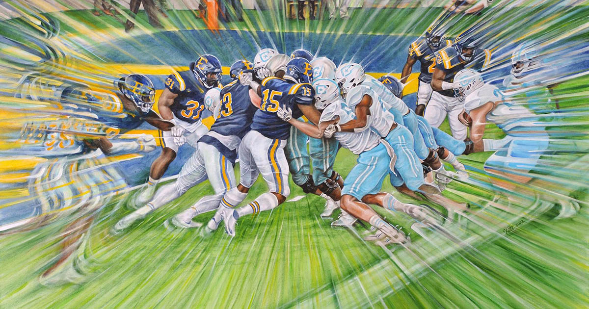 "ETSU Football Third & Goal" by Tim Tate (Shared by permission of the artist)