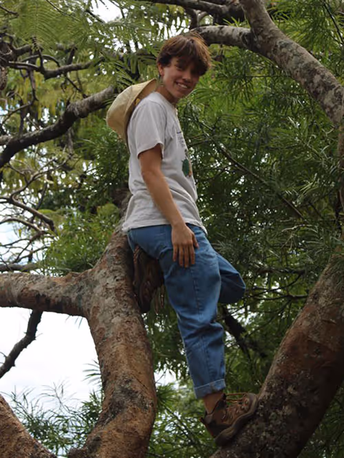 Kennedy in a tree in Kamuzu