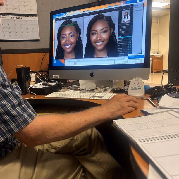 Trea'zur Cassidy visits the photo studio and learns how to edit her head shot.