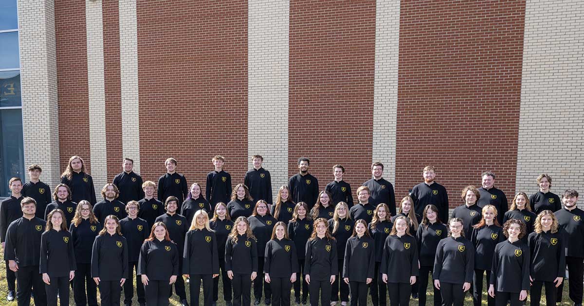 All in uniform, this year's ETSU Chorale pose for a photo.