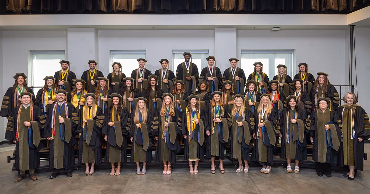 The ETSU Gatton College of Pharmacy class of 2026 poses for a group photo