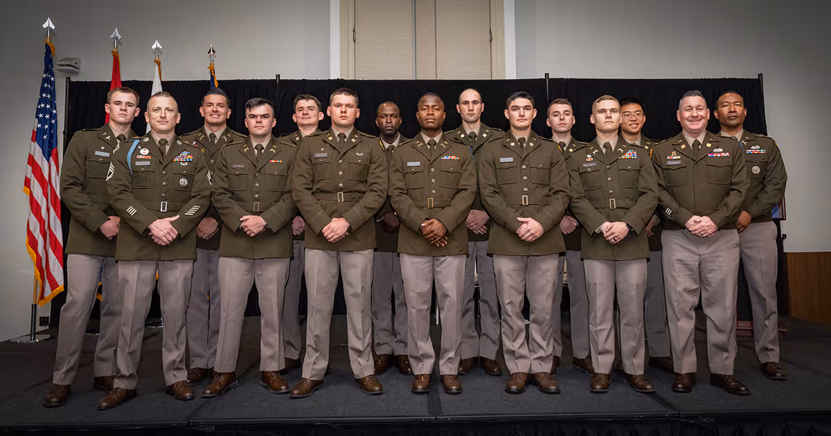 A group photo of the officers commissioned during ETSU's ROTC commissioning ceremony