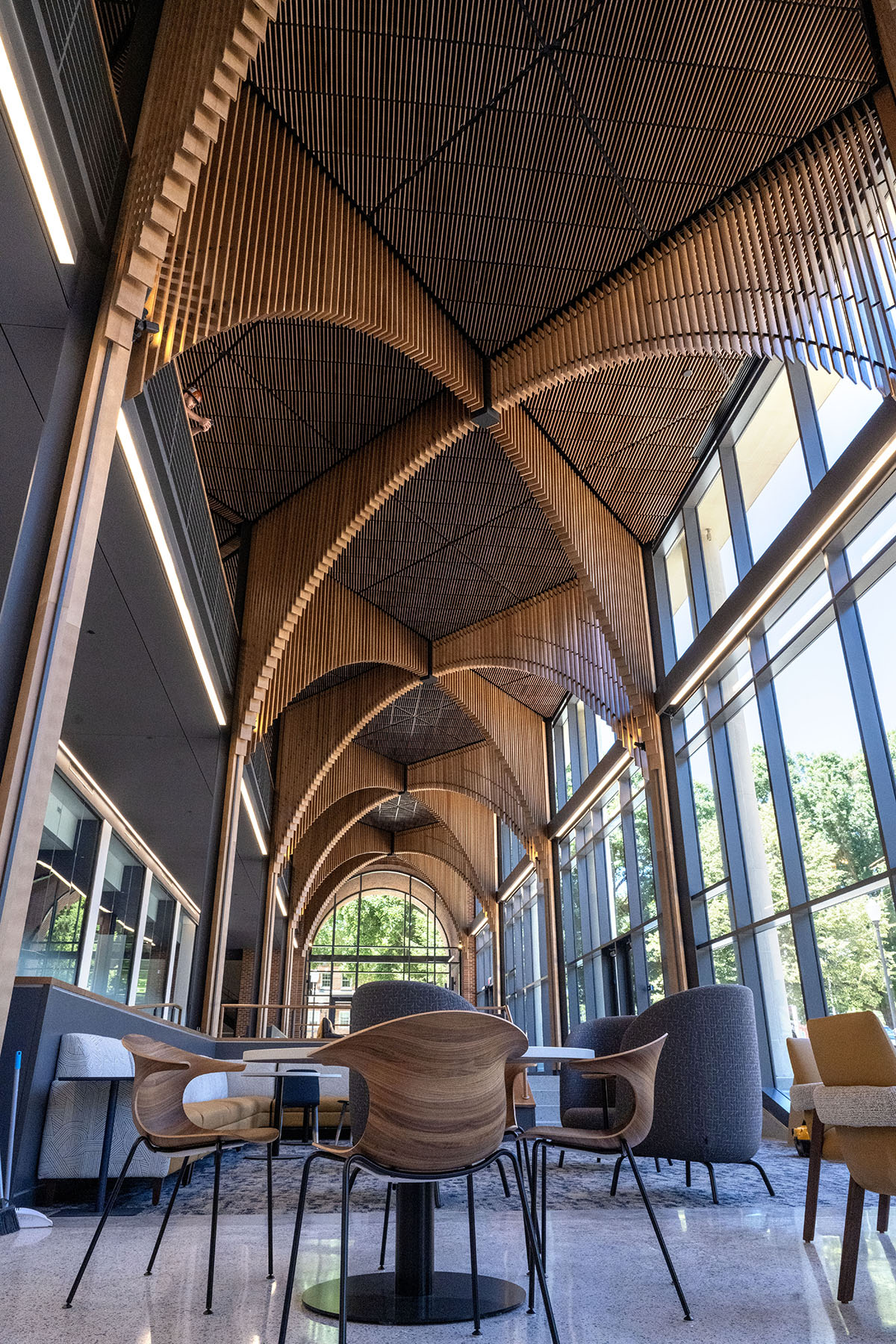 Lobby with chairs in the foreground.