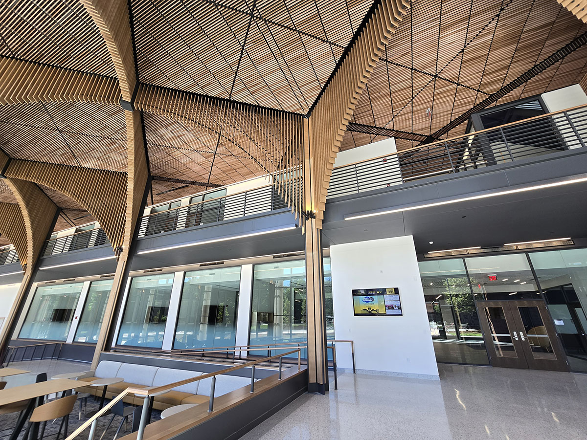The lobby of the new Academic Building.
