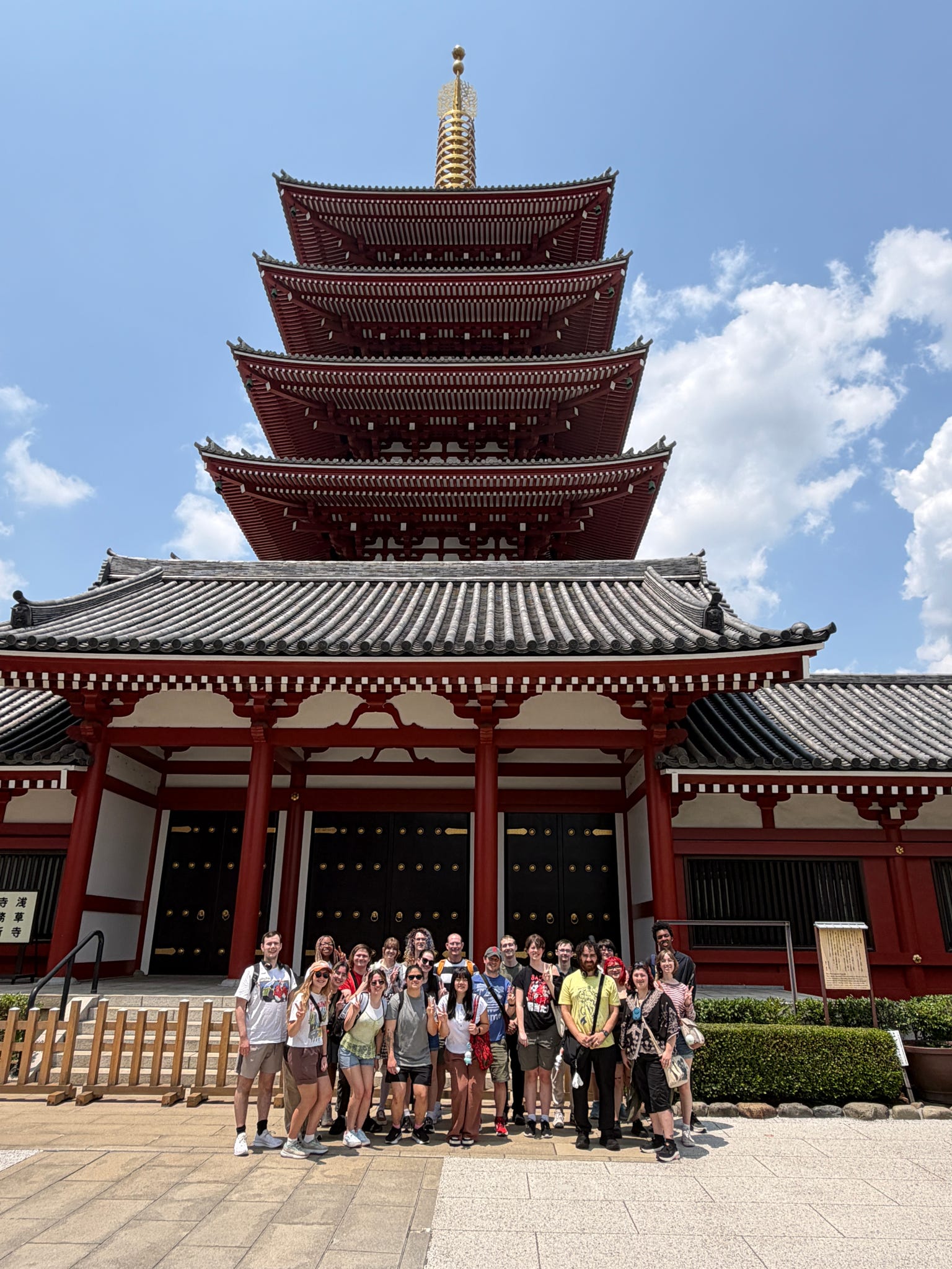 The ETSU CBAT CAS group takes a group picture outside a temple during their Japan trip.