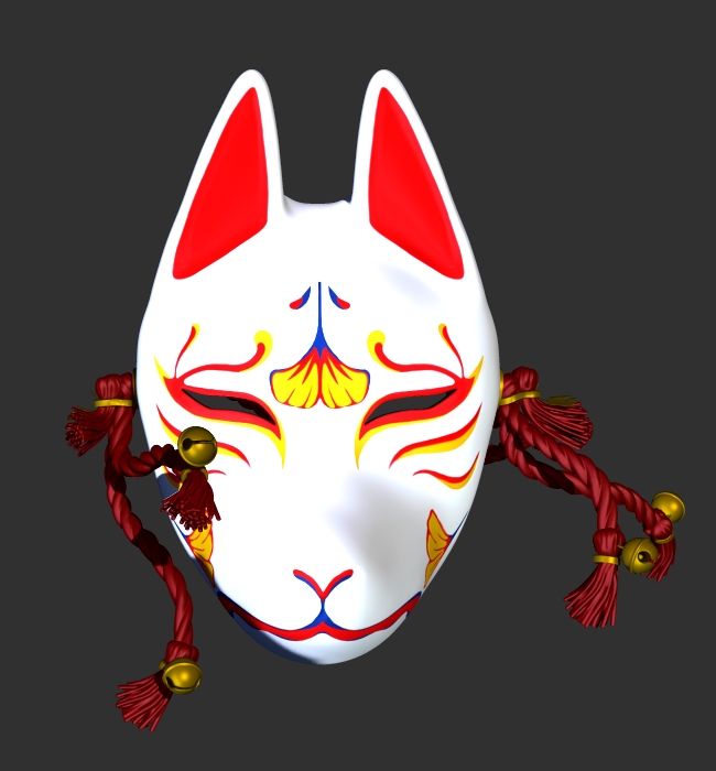An art piece showing a mask inspired by the Japan trip.