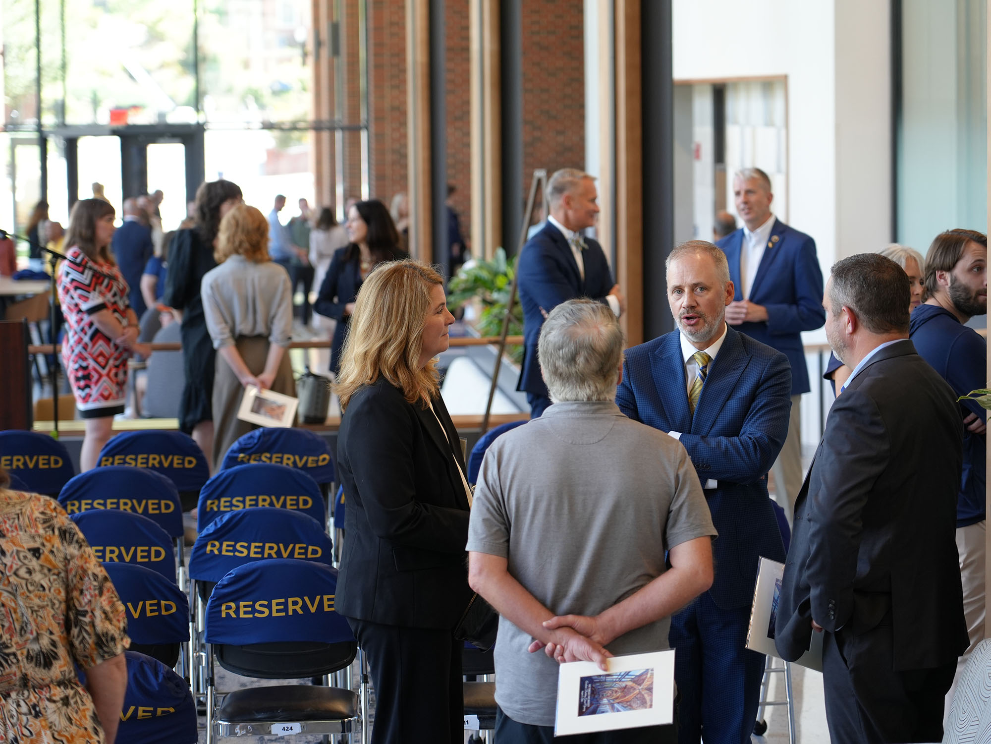 Jeremy Ross speaks to guests at the new Academic Building.