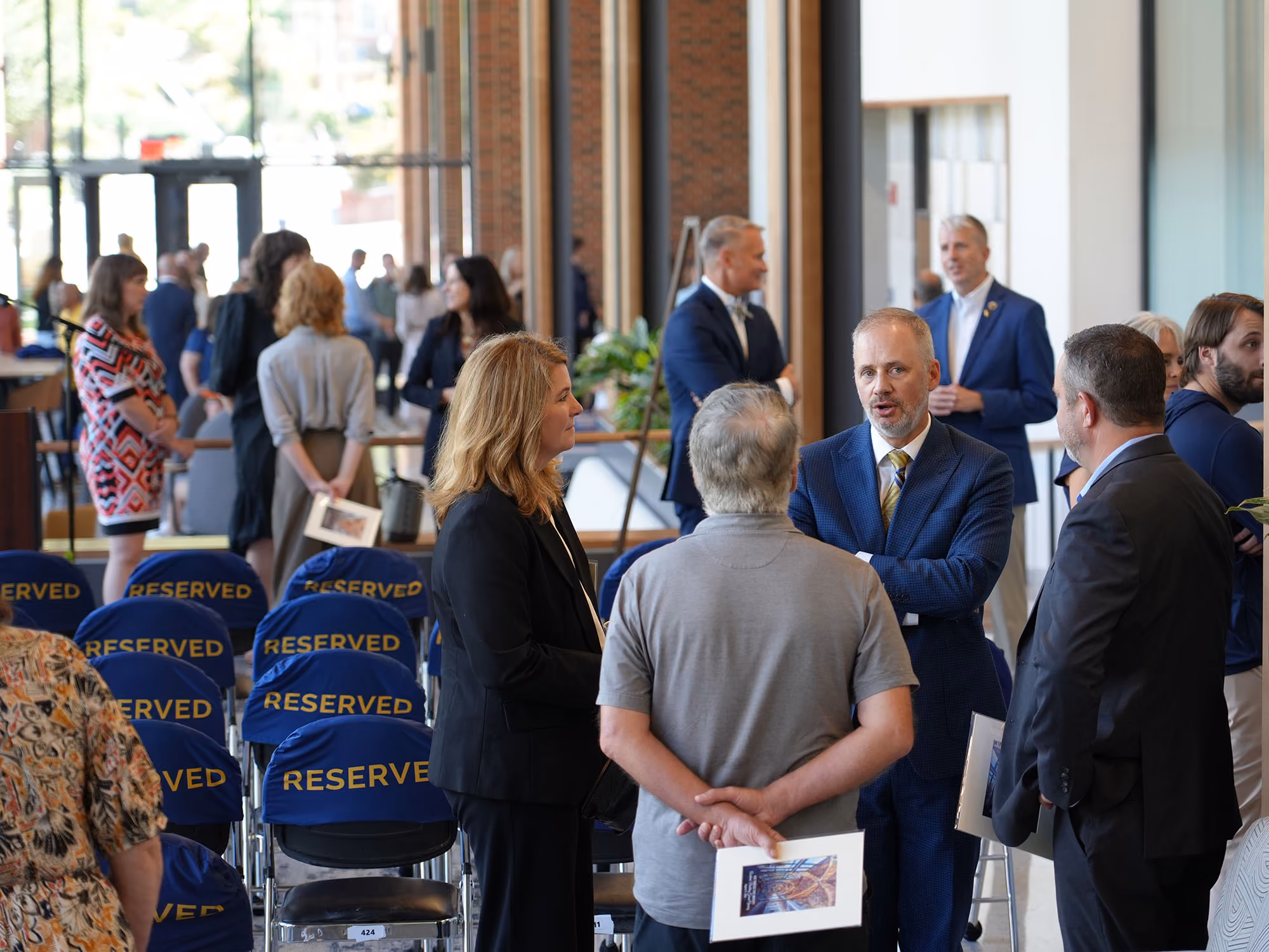 Jeremy Ross speaks to guests at the new Academic Building.