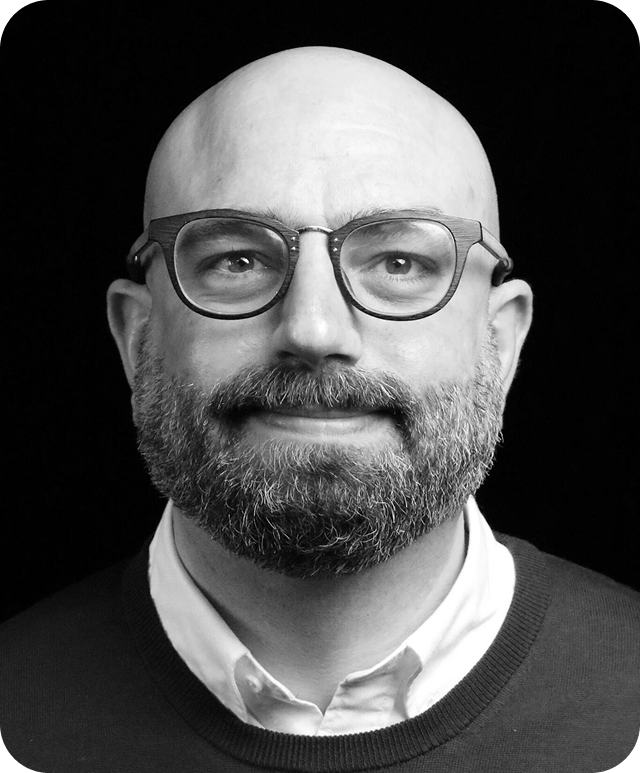 Black and white headshot of Matt Meckes