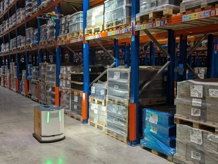 Autonomous inventory drone solution scanning warehouse stock for real-time data and optimised Just-in-Time (JIT) inventory management