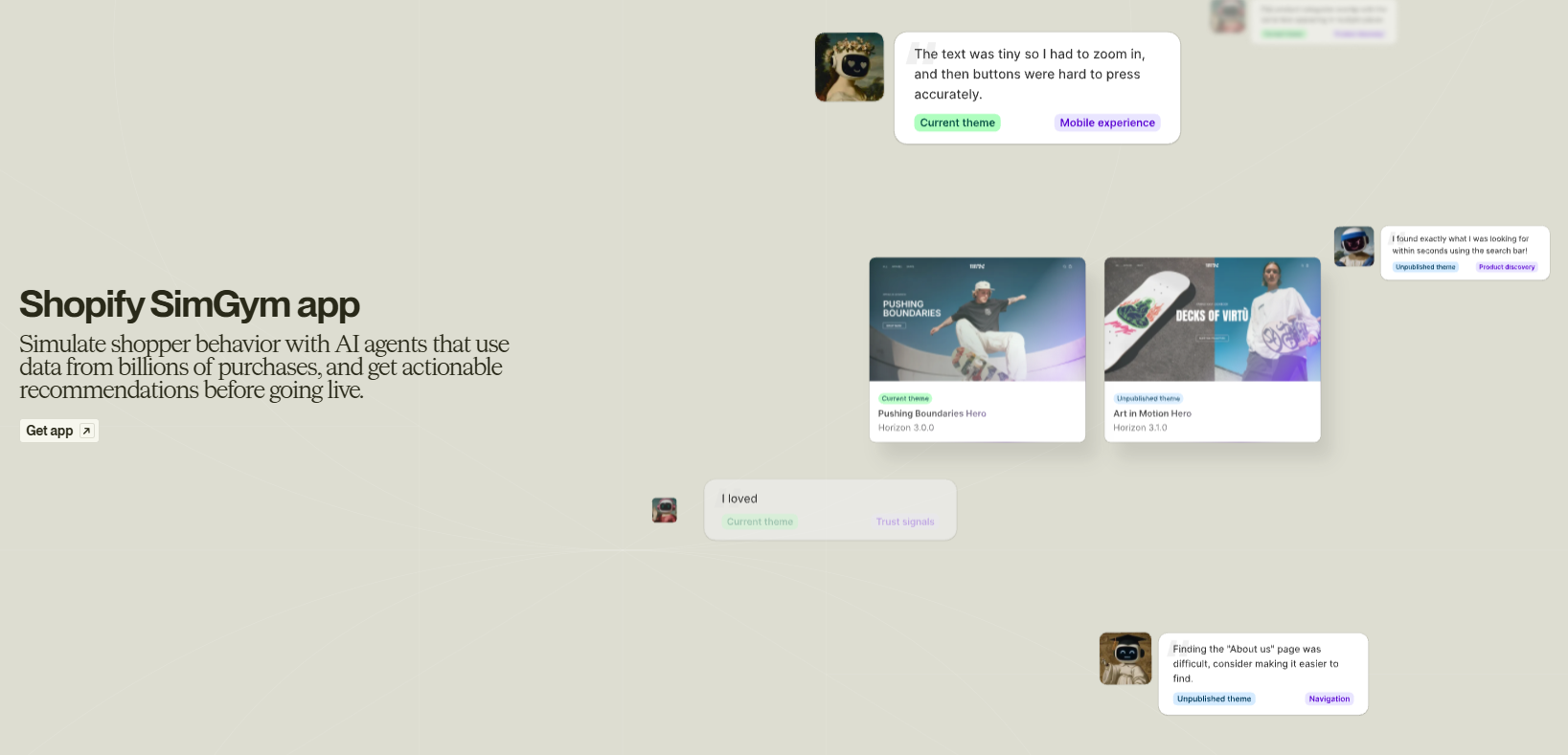 Shopify SimGym App presentation screenshot
