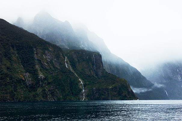 Landscape of Milford Sound, a fiord carved out by a glacier